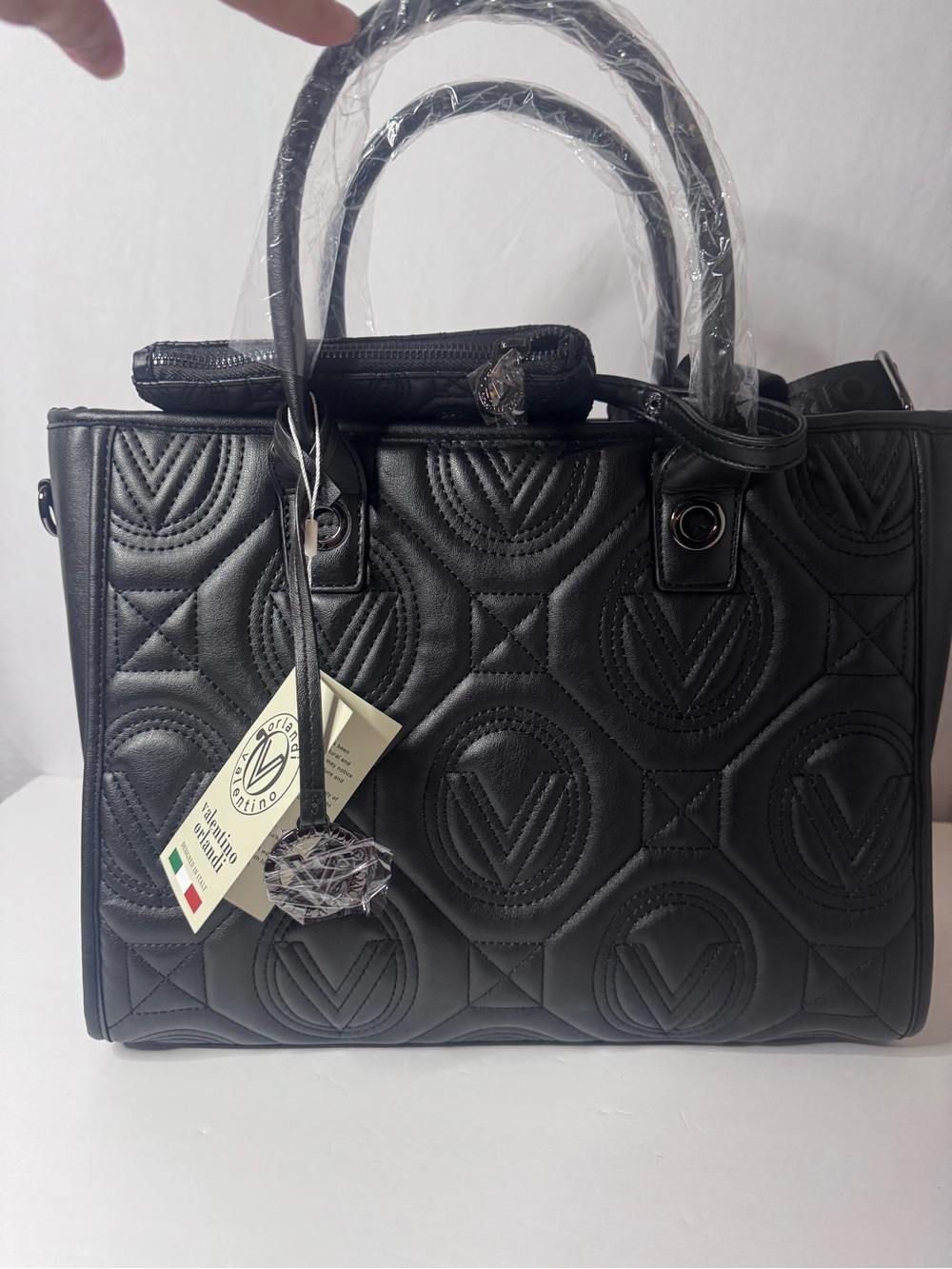 Valentino Orlandi Quilted Black Tote Bag Large